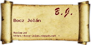 Bocz Jolán névjegykártya