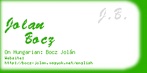 jolan bocz business card