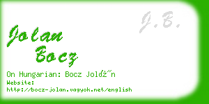 jolan bocz business card